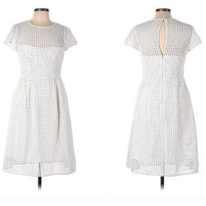 J. Crew White Eyelet Lace Fit & Flare Dress Size 8
